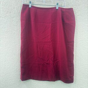 Kasper Women's Stretch crepe Slim Pencil Skirt Red Burgundy Knee length Size 16
